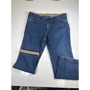 Duluth Trading Co Flex Ballroom Jeans Mens 46x32 Blue Relaxed Fit Work Denim